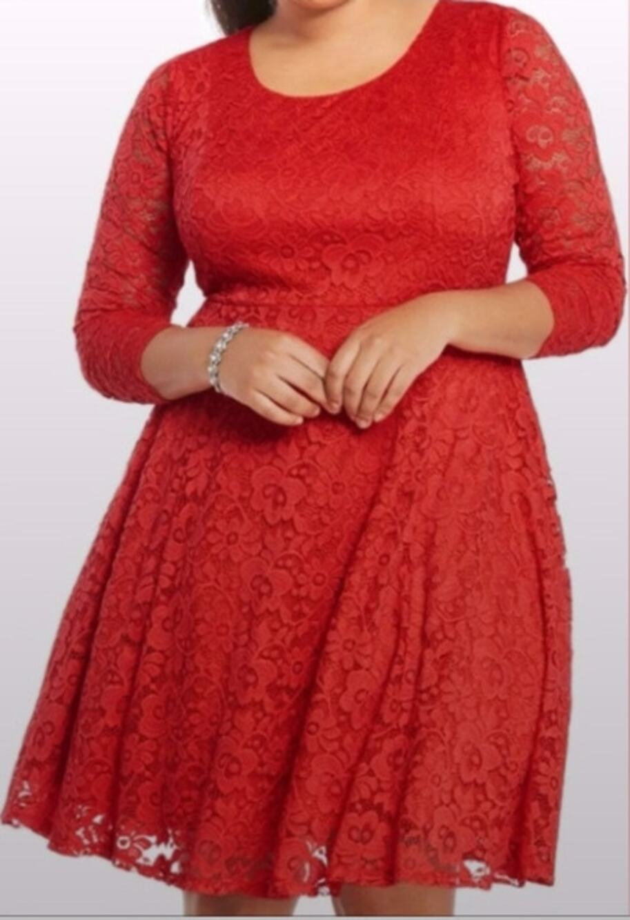 Torrid Womens Red Lace Skater Dress Plus Size 3X Wedding Guest Grunge Holiday